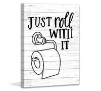 Framed Funny Bathroom Decor & Bathroom Canvas Prints,Black and White Bathroom Wall Art Posters,Farmhouse Bathroom Wall Decor Prints 12 * 16inch