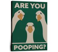 Framed Funny Goose Bathroom Canvas Wall Art Sign Picture Are You Pooping Farmhouse Trendy Humorous Animal Print Poster for Wall Decor 12x16 Inch Ready to Hang