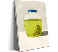 Framed Funny Kitchen Canvas Wall Art, The Last Pickle in Green Cucumber Jar Pictures Wall Decor Paintings, Lonely Pickle Prints Eclectic Home Decor for Dining Room Living Room 12X16 inch