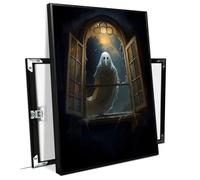 Framed Ghost in the Gothic Window, Dark Academia, Gothic Victorian, Haunting Ghost, Art Poster Print, Halloween Deco Indoor Decor for Home Offices Living Room Bedroom Dining Room farmhouse