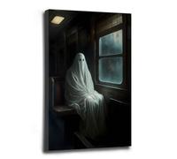 Framed Ghost in the Train, Cottagecore Poster, Dark Academia, Gothic Art Poster Print, Antique Oil Painting, Vintage Gothic Victorian Indoor Decor for Home Offices Living Room Bedroom Dining Room