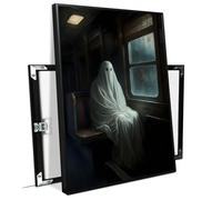 Framed Ghost in the Train, Cottagecore Poster, Dark Academia, Gothic Art Poster Print, Antique Oil Painting, Vintage Gothic Victorian Indoor Decor for Home Offices Living Room Bedroom Dining Room