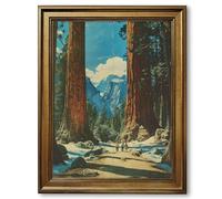 Framed Giant Sequoia National Park Landscape Poster Canvas Print Vintage Nature Scenery Pictures for Living Room Bedroom Office Wall Decor Art Print Wall Decoration (Retro Framed,24L X36W)