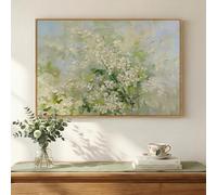 Framed Green Floral Wall Art, Nature Sage Green Vintage Botanical Canvas Painting Prints Artwork for Modern Farmhouse Works, Rustic Cottage Core Abstract Flower for Living Room Bedroom Wall Decor