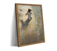 Framed He Carried Me Wall Art, Jesus on the Beach Canvas Art Print, Jesus Portrait Painting, Footprints in the Sand Picture Artwork, Christian Wall Decor for Church Prayer Room 8x10 inch