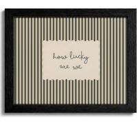 Framed How Lucky Are We Wall Art Neutral Stripe Farmhouse Living Room Decor