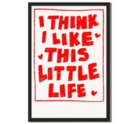 Framed I Think I Like This Little Life Poster Canvas Print Art Modern Trendy Pictures Painting Quirky Wall Decor Art Print for Living Room Apartment Dorm Room (Black Framed,24L X36W)