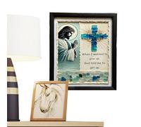 Framed Images Christian Artwork In Of The Sea - Jesus Prayer Image For Church | Religious Decor In The Sea | 7.87x9.84 Inch Jesus Prayer Picture | Crucifix Design