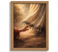 Framed Jesus Canvas Wall Art 12x16in | Of Woman Touching the Hem of Jesus' Garment Picture Wall Decor Christian Poster Prints for Church, or Prayer Room Decoration