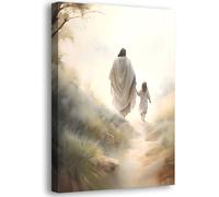 Framed Jesus Wall Art Picture Christian Canvas Poster Prints Follow Me Painting Wall Decor for Living Room Kids Room Bedroom 16x24in