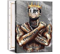 Framed Large 24 x 36 African American Canvas Wall Art Decor Black Man King Men Posters Prints Artwork Pictures Paintings for Living Room Bedroom hallway Office Men's Room Decoration Ready to