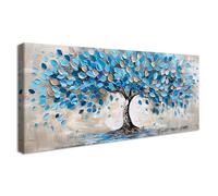 Framed Large Canvas Wall Art For Living Room Abstract Tree Painting Wall Decor For Bedroom Silver Blue Tree Picture Neutral Aesthetic Canvas Prints Office Dining Room Hotel Mural Home Decor 50x120cm