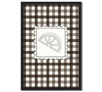 Framed Minimalist Orange Slice Gingham Poster Canvas Print Art Farmhouse Rustic Wall Art Painting Pictures Wall Decor Trendy Art Print Home Decor for Kitchen Dining Room (Black Framed,8" Lx10 W)