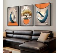 Framed Modern Luxury Large Wall Art for Living Room, Bright Style Abstract Paintings Artwork for Walls, Set of 3 Piece Contemporary Art Prints, Big Pictures for Hallway, Office Wall Decor 24x36 Inch