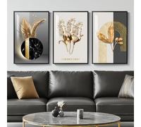 Framed Modern Luxury Large Wall Art, Set of 3 Piece Black White Gold Contemporary Abstract Paintings Artwork for Walls, Big Prints Pictures for Living Room, Hallway, Bedroom, Office Wall Decor 16x24