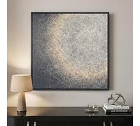 Framed Modern Minimalist Abstract Wall Art, 1 Piece Square Gold Gray Canvas Prints Paintings, Contemporary Abstract Pictures for Bedroom Dining Room Living Room Lounge Bathroom Wall Decor 24x24 In