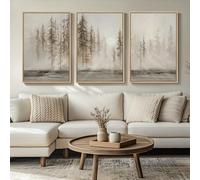 Framed Netural Wall Art for Living Room, Large 3 Piece Abstract Pastel Grunge Forest Landscape Tree Canvas Artwork Set, Modern Art Decorative Nordic Painting Picture Prints for Hallway Office 24x36