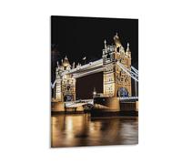 Framed Night London Tower Bridge Canvas Wall Art, Aesthetic Wall Decor Artwork Includes Hanging Kit, Decorative Painting for Home Bedroom Living Room Decor 12x18inch(30x45cm)