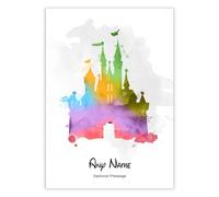 Framed Occasions Cinderella Castle Watercolour Styled Art Print - Disneyland Walt Disney Castle Disneyworld Holiday Memories Keepsake Paris Orlando - Family Photo Frame - A5 Print Only - 148 x 210mm