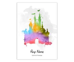 Framed Occasions Cinderella Castle Watercolour Styled Art Print - Disneyland Walt Disney Castle Disneyworld Holiday Memories Keepsake Paris Orlando - Family Photo Frame - A4 Print Only - 210 x 297mm