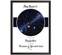 Framed Occasions Custom Star Map Personalised Night Sky Wall Art Picture - Birthday Night Sky - The Day You Were Born Gift Idea and Keepsake or Wall Art - A4 Black Frame - 210 x 297mm