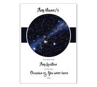 Framed Occasions Custom Star Map Personalised Night Sky Wall Art Picture - Birthday Night Sky - The Day You Were Born Gift Idea and Keepsake or Wall Art - A4 Print Only - 210 x 297mm