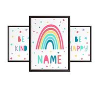Framed Occasions Girls Nursery Wall Art Print Set for Bedroom Walls - Be Kind - Be Happy - Decor as Girls Bedroom Accessories - Set of 3 Nursery Prints for Daughter GranddaughterA4