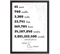 Framed Occasions Personalised 65th Wedding Anniversary Print Personalised 65th anniversary Picture, (sixty five) 65 years together as Mr & Mrs - print, unframed poster D2