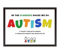 Framed Occasions Personalised In our house we do Autism Wall Art Print. Autism awareness. For Son, Boy, Daughter, Girl, Friend, Home, School or Office - Unframed Poster