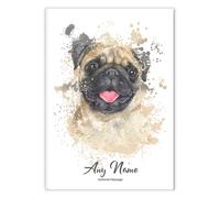 Framed Occasions Pug Dog Print - Personalised Wall Art as Pet Bereavement Condolence Gift for Dog Mum or Dad - Dogs Memorial and Sympathy Wall Art - A4 Print Only - 210 x 297mm