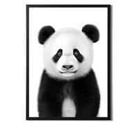 Framed Panda Print In Black and White A3 Size, Modern Simplistic Bathroom/Bedroom Home Decor (Panda, A3 Black Framed)