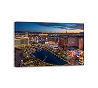 Framed. Panoramic Modern Cityscape Pictures. las vegas Prints on Canvas Wall Art. Abstract Paintings for Bedroom Office Home Decor 80x120cm(31.4x47.2in) Framed