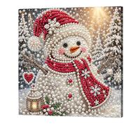 Framed Pearl Painting Kit Snowman Wall Decor for Adults 12x12in | Sparkling 3D Pearl Surface Elevates the Finished Piece Beyond Flat Prints for a Luxe Decorative Look