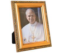 Framed Pope Leo XIV Portrait | First American Pope Official Photo Print | 7" Gold-Tone Ornate Frame | Desk or Wall Display | Catholic Home