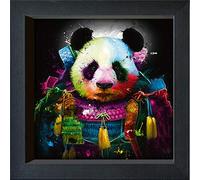 Framed Postcard - Patrice, Murciano - ''Panda Samourai''- 16 x 16 cm - Frame Frame Color: Black - Series Luna