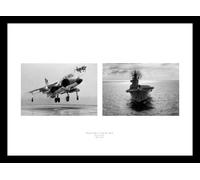 Framed Royal Navy Sea Harrier and Ark Royal Double Photo Memorabilia