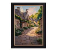 Framed Rustic Countryside Village Street Poster Canvas Print Art Vintage Stunning Wall Art Painting Pictures Wall Decor for Living Room Bedroom Home Decor Decoration (Retro Framed,16L x24W)