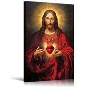 Framed Sacred Heart of Jesus Picture Canvas Wall Art Jesus Divine Mercy Poster Prints Christian Religious God Artwork Home Living Room Bedroom Decoration
