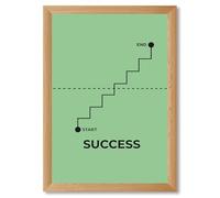 Framed Success Ladder Poster Canvas Print Art Contemporary Wall Art Trendy Painting Pictures Motivational Art Print Wall Decoration for Office Dorm Room Decor (Wood Framed,12L x16W)