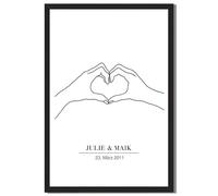 Framed Two Hands Making Heart Shape Poster Canvas Print Art Modern Wall Art Painting Pictures, Elegant Wall Decor, Art Print for Living Room, Bedroom, Home Decor, Decoration (Black Framed,12L X16W)