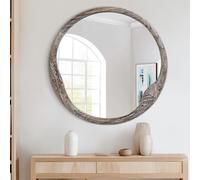 Framed Vanity Rounded Sturdy Mirror for Over Sink Wall, 24x24 Inch Large Mirror, Modern Decorative for Restroom Farmhouse