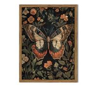 Framed Vintage Butterfly Wall Art, Dark Academia Flowers Insect Pictures Wall Decor Paintings, 3D Textured Sandstone Nature Botanical Prints for Living Room Bedroom Office Home Decor 12x16 inch