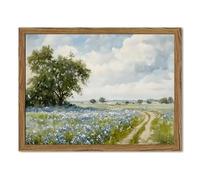 Framed Vintage Canvas Wall Art, Country Landscape Wildflower Field Wall Decor Paintings, Rustic Nature Pictures Prints Home Decor for Living Room Bedroom Bathroom Farmhouse 12x16 inch
