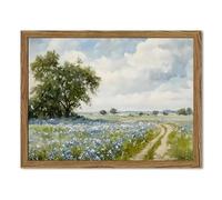 Framed Vintage Canvas Wall Art, Country Landscape Wildflower Field Wall Decor Paintings, Rustic Nature Pictures Prints Home Decor for Living Room Bedroom Bathroom Farmhouse 16x24 inch