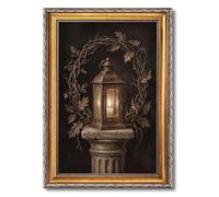 Framed Vintage Lantern with Thorn Wreath Poster, Canvas Print Art, Gothic Rustic Wall Art, Elegant Painting, Pictures, Wall Decor, Art Print for Living Room (Retro Framed,24L X36W)