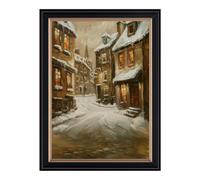 Framed Vintage Snowy Street Scene Poster Canvas Print Art Rustic Stunning Wall Art Painting Pictures Wall Decor for Living Room Bedroom Home Decor Wall Decoration (Retro Framed,24L x36W)