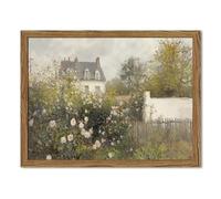 Framed Vintage Wall Art, Cottage Rose Garden Landscape Pictures Wall Decor Paintings, Rustic Spring Farmhouse Canvas Prints Aesthetic Home Decor for Living Room Bedroom Bathroom 12x16 inch