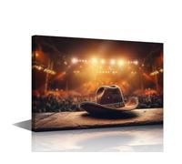 Framed Wall Art 1 Panel Canvas Wall Decor Country Music Festival Vibes Featuring Cowboy Attire Pictures Print on Canvas for Living Room Bedroom Wall Decoration, Ready to Hang, 18" Wx12 H
