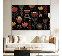 Framed Wall Art Decor Abstract plant flowers 40x30cm Wooden Framed Canvas with Hooks, Canvas Prints Pictures for Living Room Bedroom Home Office Wall Decorations