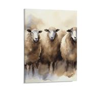 Framed Wall Art Painting 8x10 Inch Sheeps Watercolor Canvas Wall Print Pictures Decorative Artwork Custom Painting Vintage Home Decor for Bedroom Living Room Office